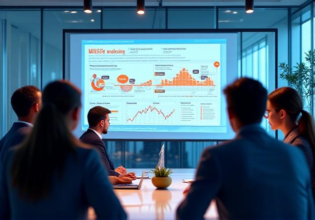 Marketing professional reviewing lead pipeline charts